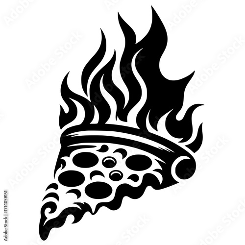 Silhouette of a burning pizza
