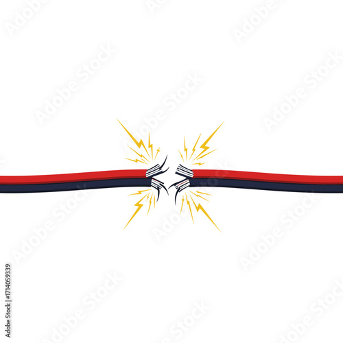 Severed Electrical Wires Sparking Dangerously.