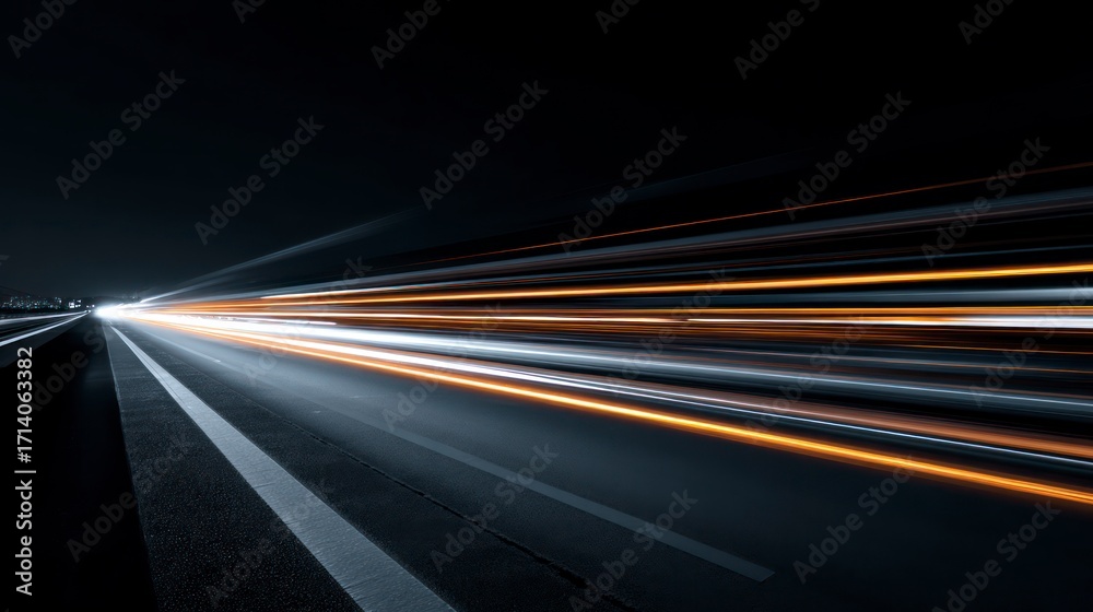 Obraz premium Highway night light trails