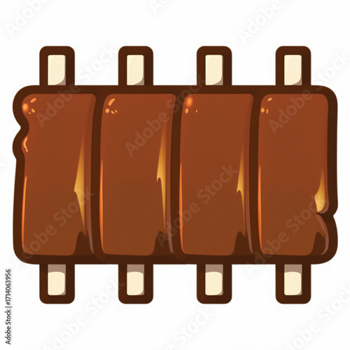 A rack of delicious barbecue ribs, glazed with a rich, glossy sauce, ready to be served.