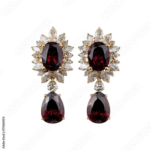 Elegant dangle earrings with red gemstones