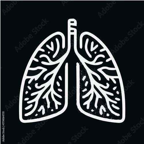 Lungs Vector Icon in Black and White