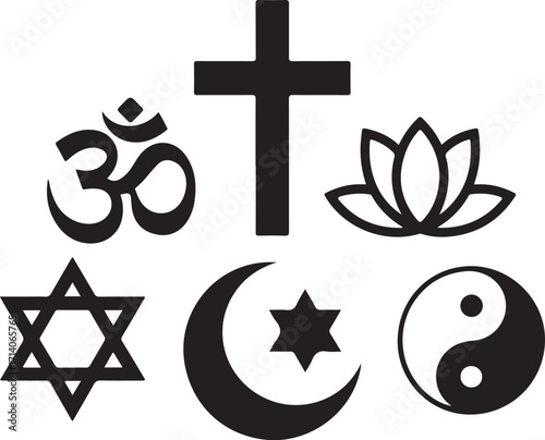Diverse faith symbols united for global peace