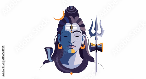  visualist artistic vector Lord shiva face closeup