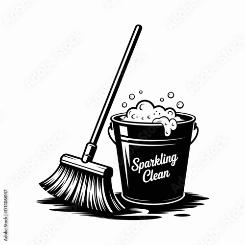 bucket with mop and bucket