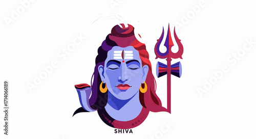 Lord shiva illustration 2D vector white background
