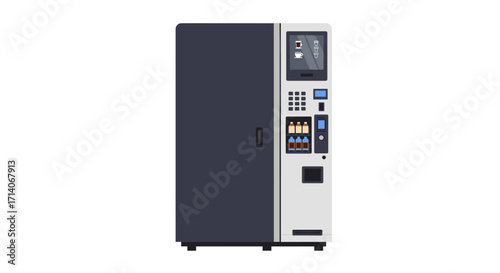 Modern flat style vending machine with coffee options on white background