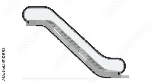 Modern flat style escalator side view on white background