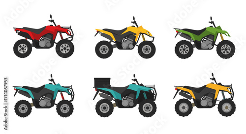 Colorful all-terrain vehicle collection with six unique designs