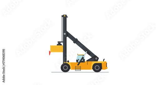 Flat reach stacker illustration with shipping container