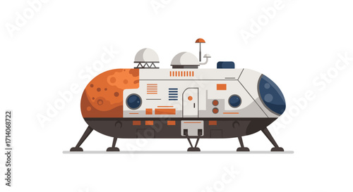 Stylized futuristic spaceship on white background
