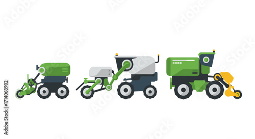Modern agricultural machines in flat design free vector art