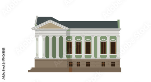 Historic greek revival style courthouse with neoclassical columns