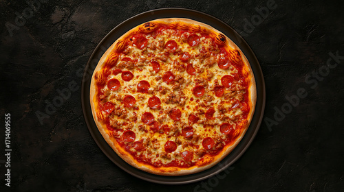 Delicious traditional Italian pizza topped with hot pepperoni and savory sausage on classic crust, perfect for any occasion