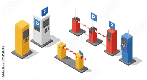 Isometric parking meters and barriers: modern urban traffic control systems