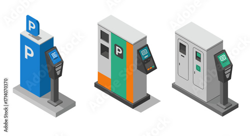 Isometric parking meters and kiosks: modern payment technology in urban design