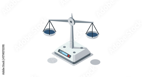 Isometric balance scale with digital display for weighing precision