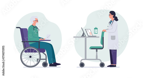 Doctor and elderly patient discussion in medical setting concept