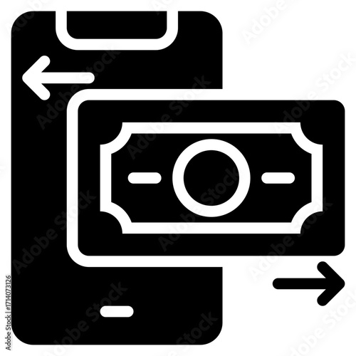 Mobile Banking Icon in Glyph Style Suitable for Web, Apps, Presentation, or Printable Meanings