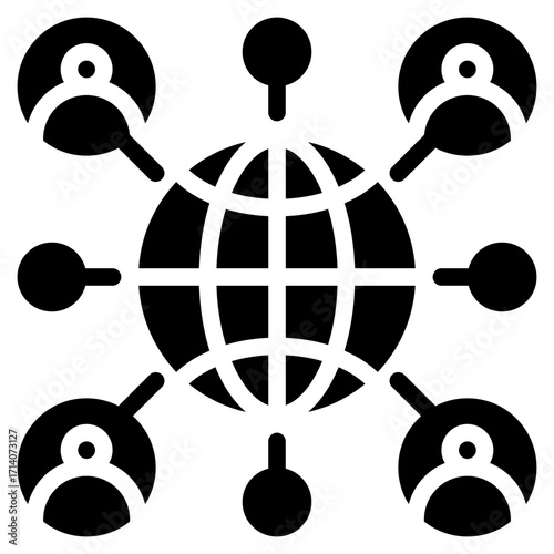 Global Reach Icon in Glyph Style Suitable for Web, Apps, Presentation, or Printable Meanings