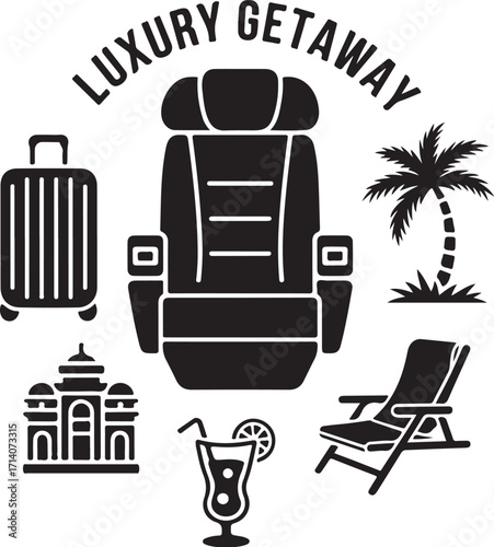 Dream luxury travel icons for your next adventure
