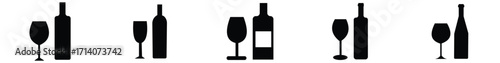 wine glass and bottle silhouette 