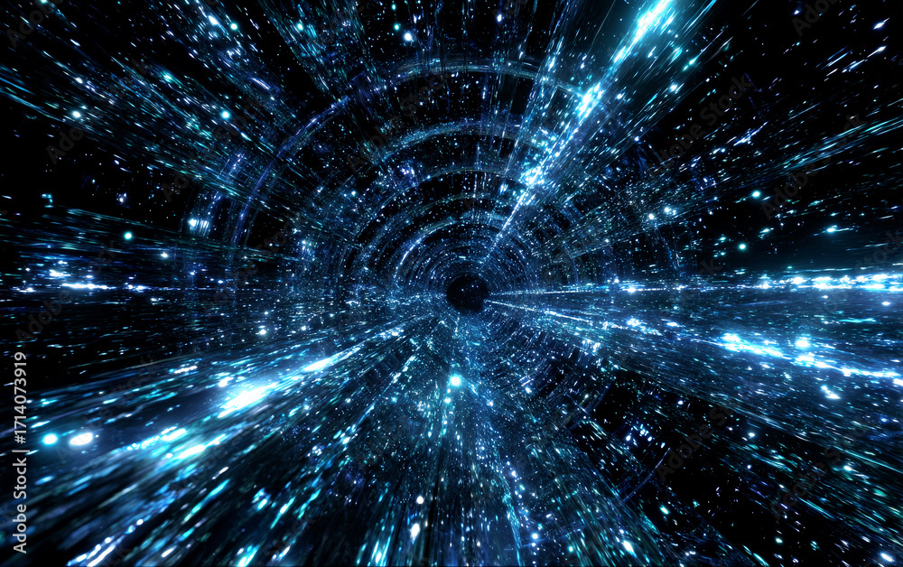 Fototapeta premium Vibrant Blue Light Streaks Creating a Futuristic Tunnel Effect