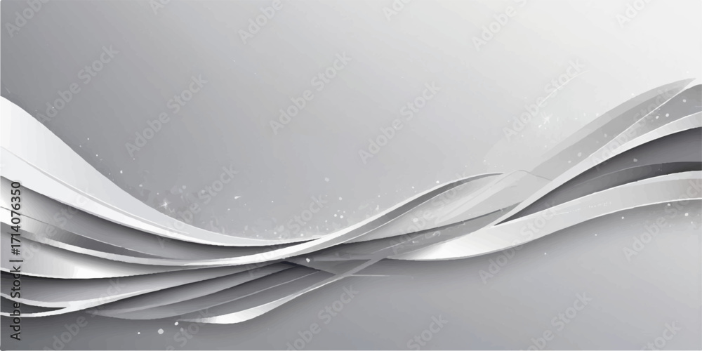 Obraz premium Abstract waves backdrop a minimalist setting of a shiny steel knife and fork on a white table