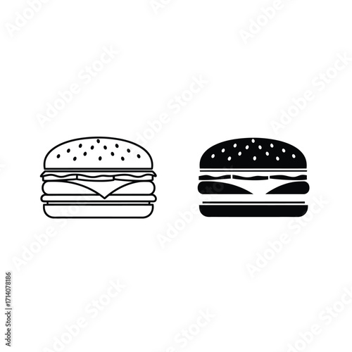 Burger Fast Food Icon Set
