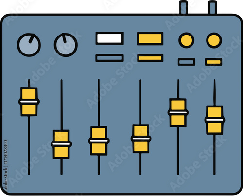 Audio mixing console control panel interface.