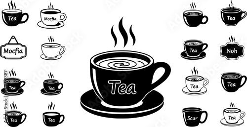 Coffee cup icon vector set. Tea cup illustration sign collection. Mocha symbol. Tea logo. Hot drink mark.