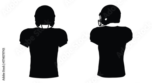 Black silhouettes of american football players facing forward and backward