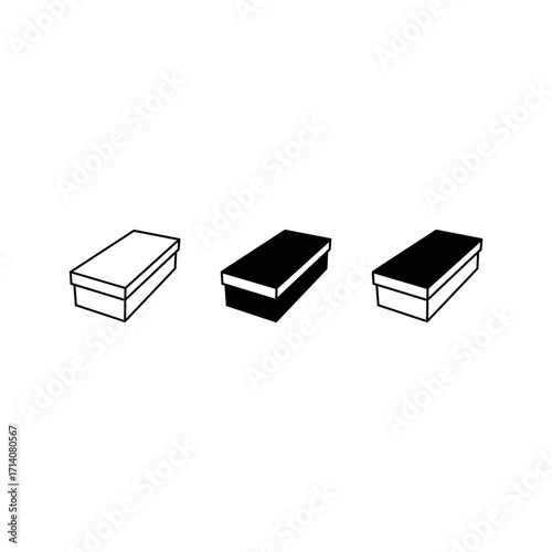 shoebox, shoebox icon, box icon, package icon, cardboard box, packaging, gift box, monochrome, vector, graphic, illustration, simple, minimalist, modern, design element, logo, website graphic, print, 