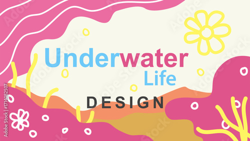Children's background design with an underwater theme with colorful colors