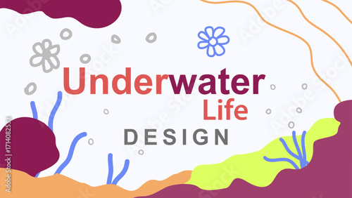 Children's background design with an underwater theme with colorful colors