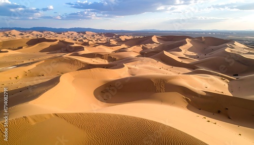 Fototapeta Naklejka Na Ścianę i Meble -  Aerial view of vast desert dunes