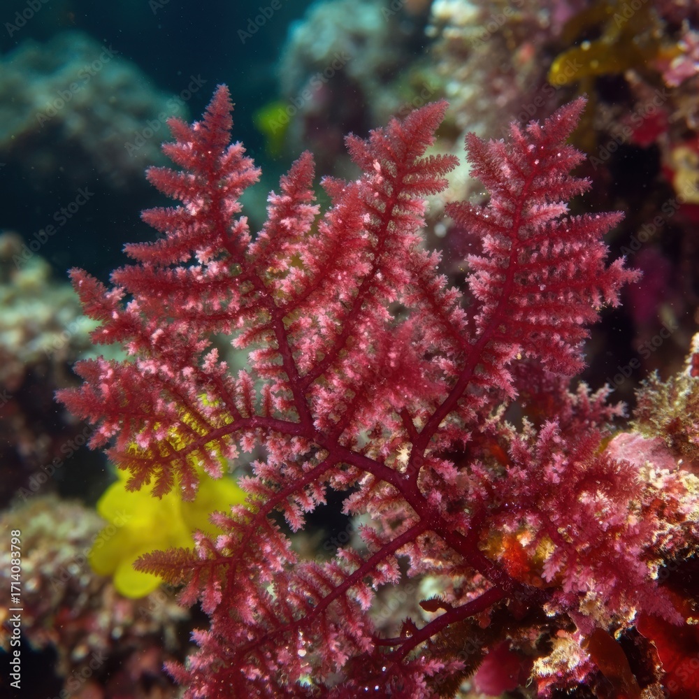 Fototapeta premium An Underwater View of the Intricate Wrangelia anastomosans Algae in its Natural Coral Reef Habitat