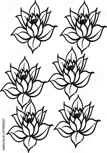 Geometric Lotus Flower Set – Minimalist Floral Vectors for Web & Print