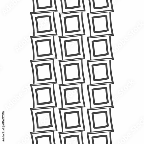 Minimilist a vertical arrangement of outlined squares stacked on top of each other in a repeating pattern design vector