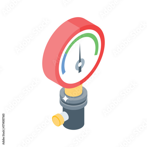 Modern 3d style icon of round pressure meter