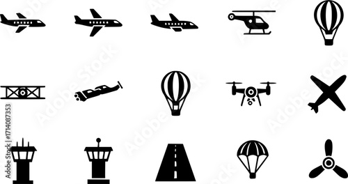  Aircraft icon vector set. airplane illustration sign collection. plane symbol or logo set