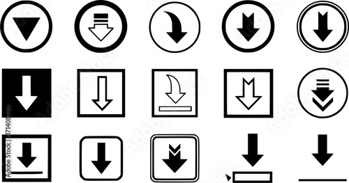 Down arrow vector icon set. scroll illustration sign collection