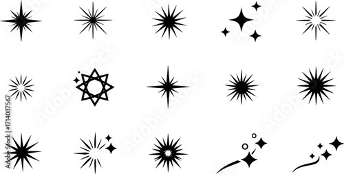 Sparkle vector icons set. Shine symbol illustration. star sign collection.