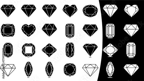 Gem icon vector set. Geometric gems diamonds illustration sign collection. sapphire precious jewels symbol.