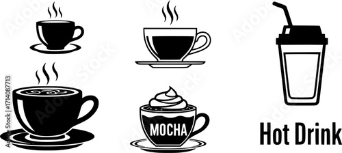 Coffee cup icon vector set. Tea cup illustration sign collection. Mocha symbol. Tea logo. Hot drink mark.