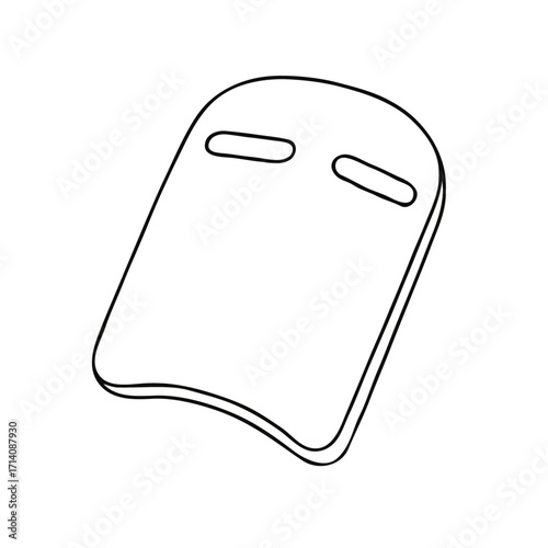 Kickboard. Swimming kickboard in black outline on white background