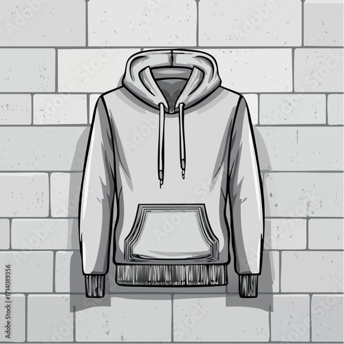 Gray Hoodie on Brick Wall Background