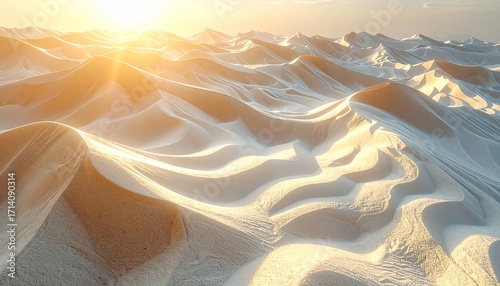 Fototapeta Naklejka Na Ścianę i Meble -  Single Footprint Track Across Smooth Sand Dunes at Sunset