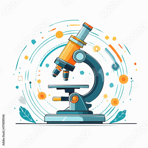 Microscope Illustration with Abstract Background