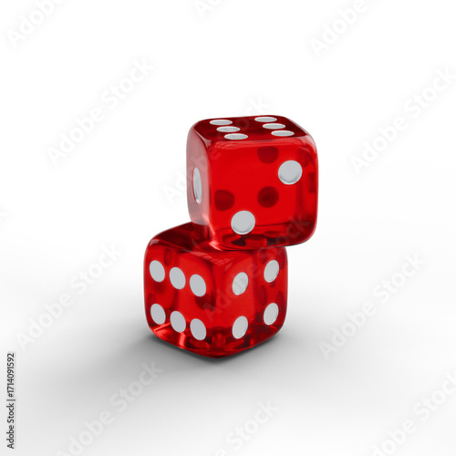 Two red dice on Transparency background
